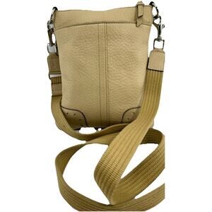 Coach 9760 Swingback CrossBody Messenger Pebbled Leather Beige Stone EUC